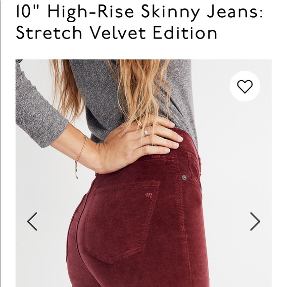 NWT Madewell Stretch Velvet Jeans - Picture 3 of 5